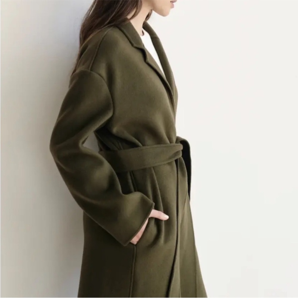 Jenni Kayne Cashmere Olive Green Overcoat  Luxury Minimalist Cost /Jacket - Picture 4 of 16